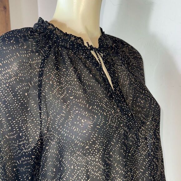 Lauren Ralph Lauren Woman's Black & Tan Semi Sheer Chiffon Pattern Dress Size 10 - Picture 10 of 14